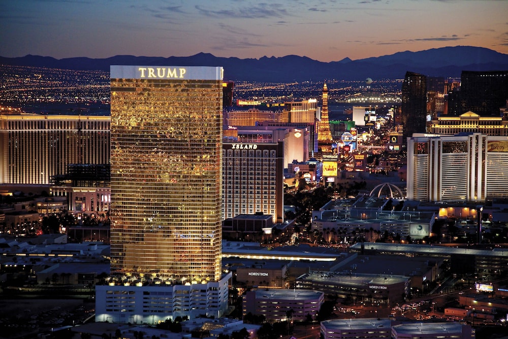 Trump International Hotel Las Vegas gold glass tower just off the Strip near Fashion Show Mall